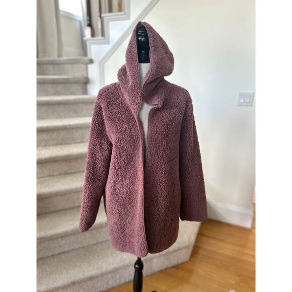 Victorias Secret Mauve Sherpa Hooded Open Cardigan Robe - Picture 1 of 7